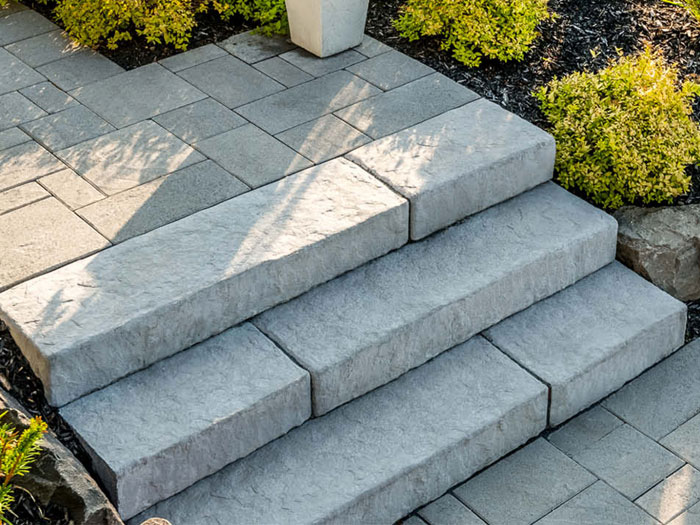 Paver Walkway, Tumbled Stone Steps